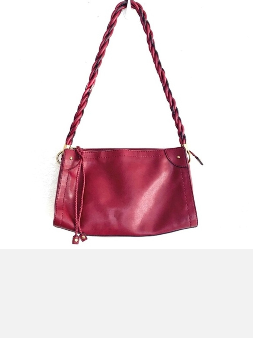 Relic Vintage Vegan Red Leather Shoulder Bag With Braided Handle